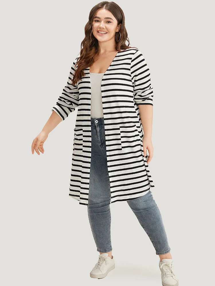 Halloween Striped Contrast Pocket Open Front Kimono sold by Bloomchic product image thumbnail 4