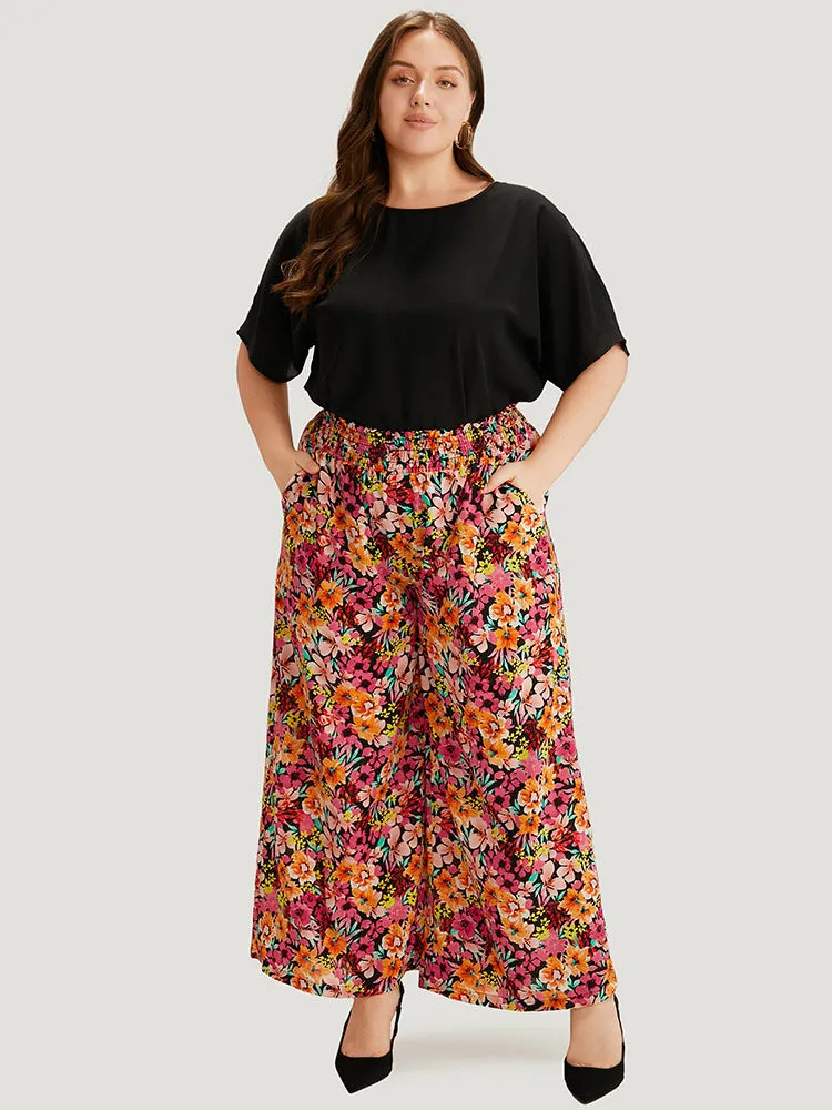 Floral Print Shirred Pocket Wide Leg Woven Pants sold by Bloomchic product image thumbnail 2