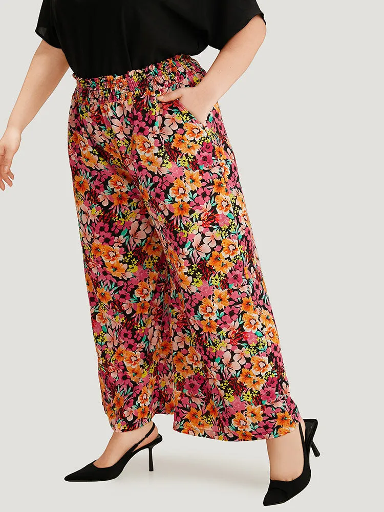 Floral Print Shirred Pocket Wide Leg Woven Pants sold by Bloomchic product image thumbnail 3