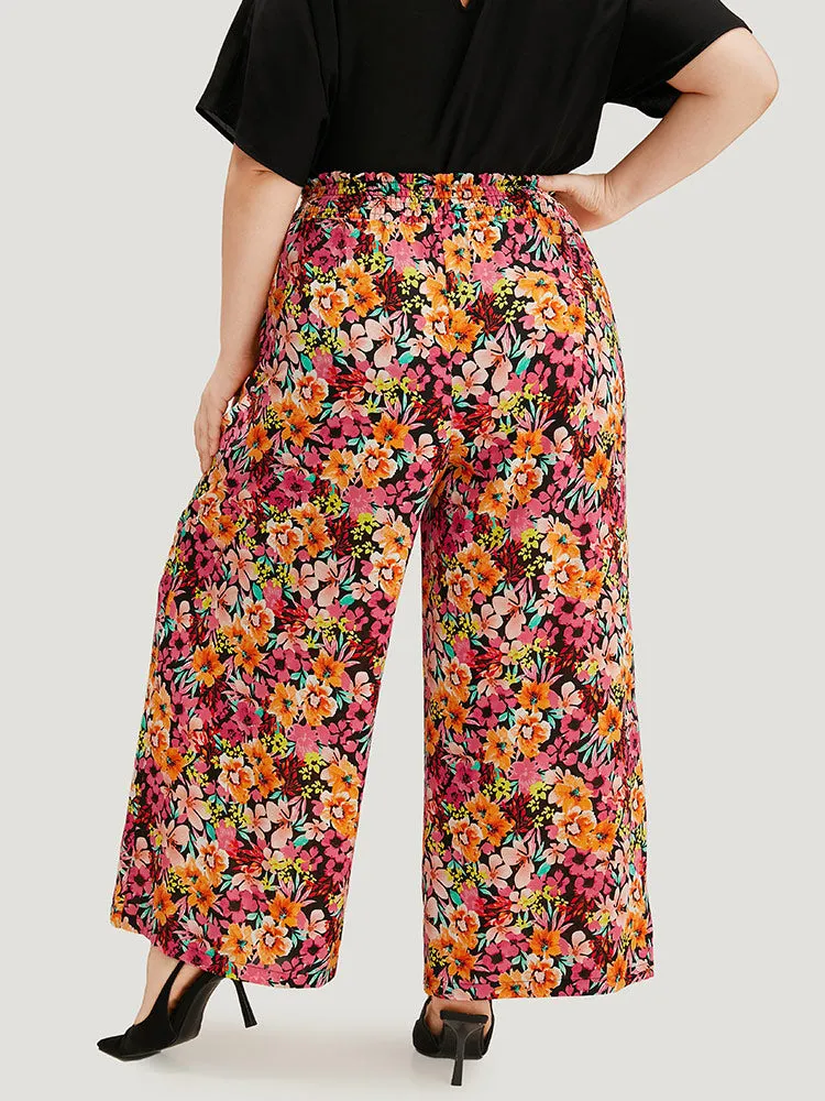 Floral Print Shirred Pocket Wide Leg Woven Pants sold by Bloomchic product image thumbnail 4