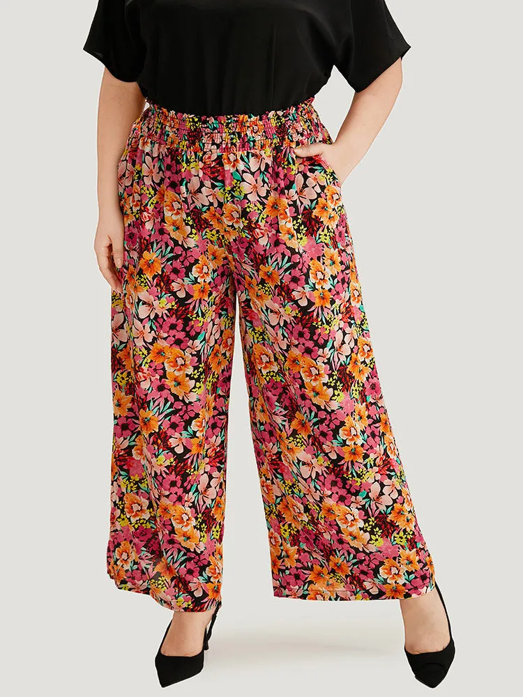 Floral Print Shirred Pocket Wide Leg Woven Pants sold by Bloomchic
