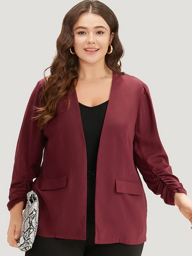 Plain Pocket Open Front Gathered Blazer sold by Bloomchic product image thumbnail 3