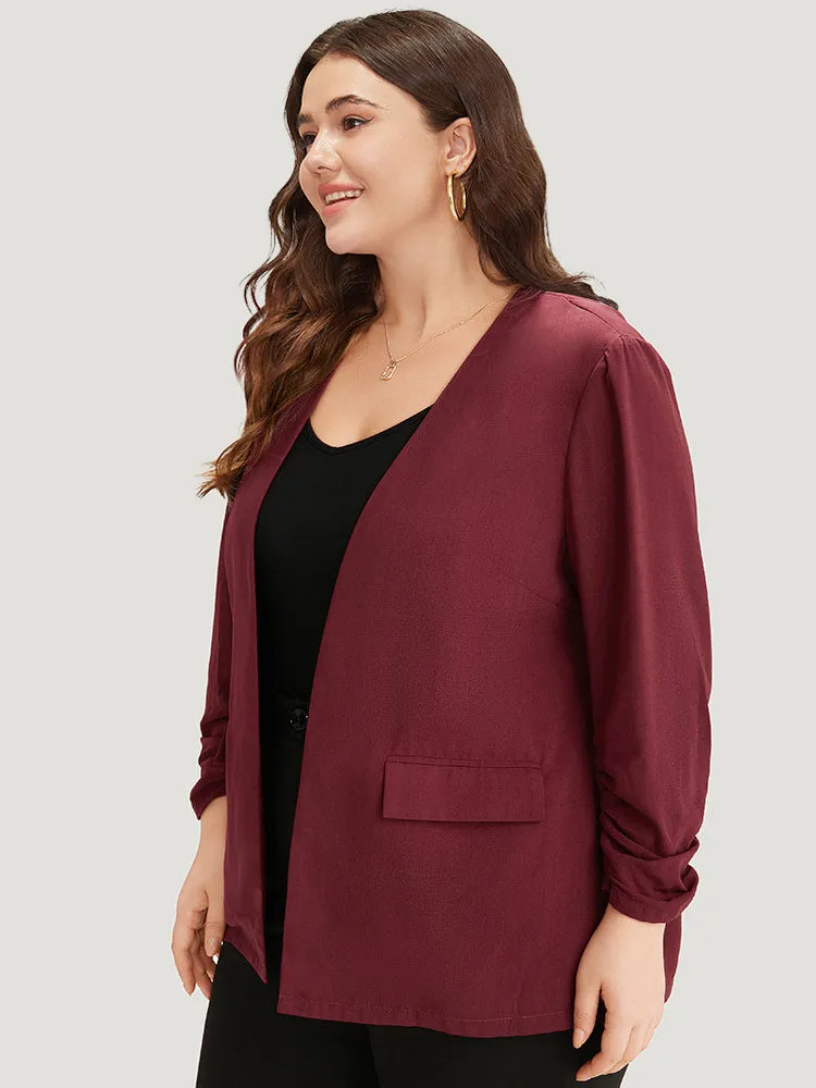 Plain Pocket Open Front Gathered Blazer sold by Bloomchic product image thumbnail 2