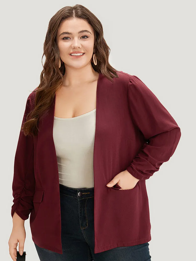 Plain Pocket Open Front Gathered Blazer sold by Bloomchic product image thumbnail 5