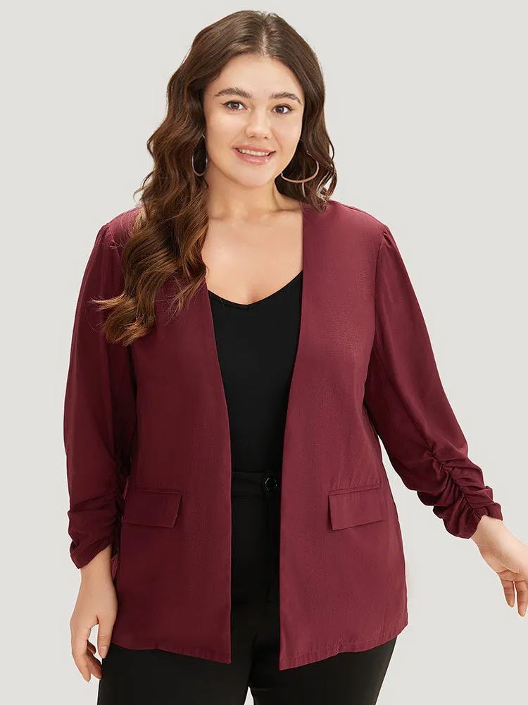 Plain Pocket Open Front Gathered Blazer sold by Bloomchic product image thumbnail 4