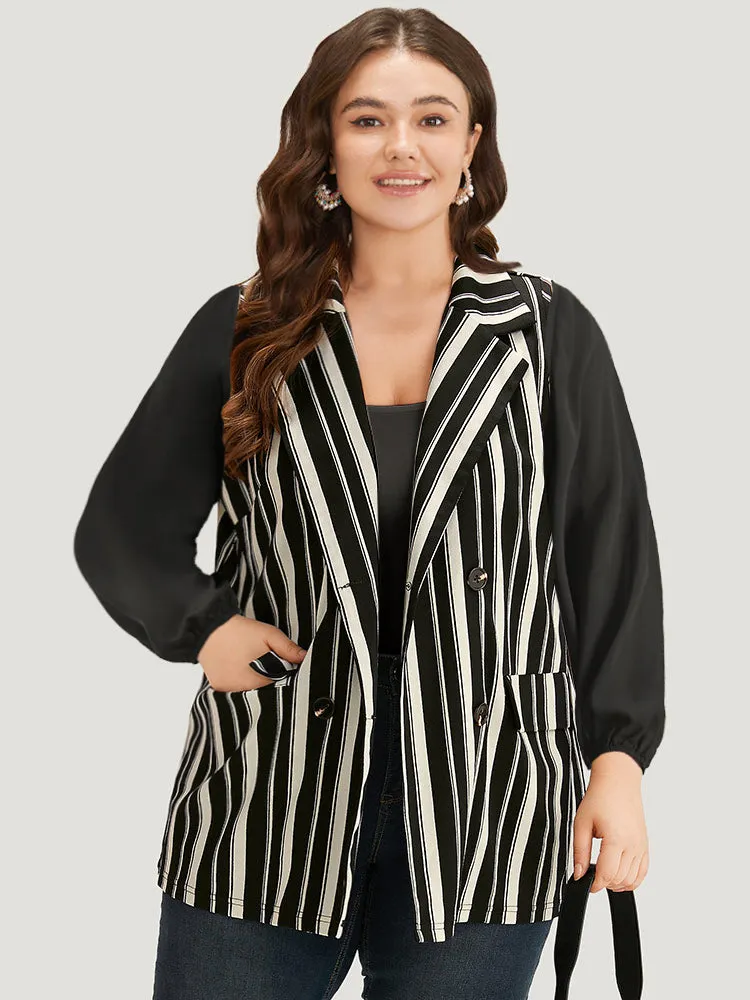 Halloween Striped Pocket Double Breasted Lapel Collar Sleeveless Blazer sold by Bloomchic