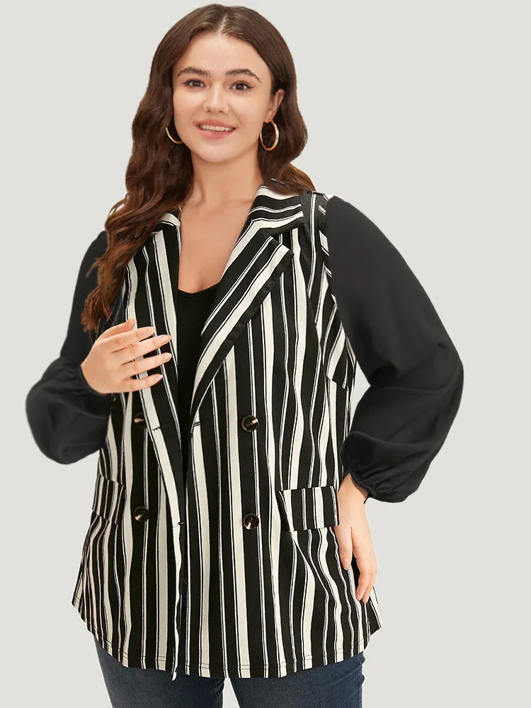 Halloween Striped Pocket Double Breasted Lapel Collar Sleeveless Blazer sold by Bloomchic product image thumbnail 2