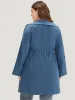 Plain Drawstring Pocket Lapel Collar Tab Sleeve Coat sold by Bloomchic