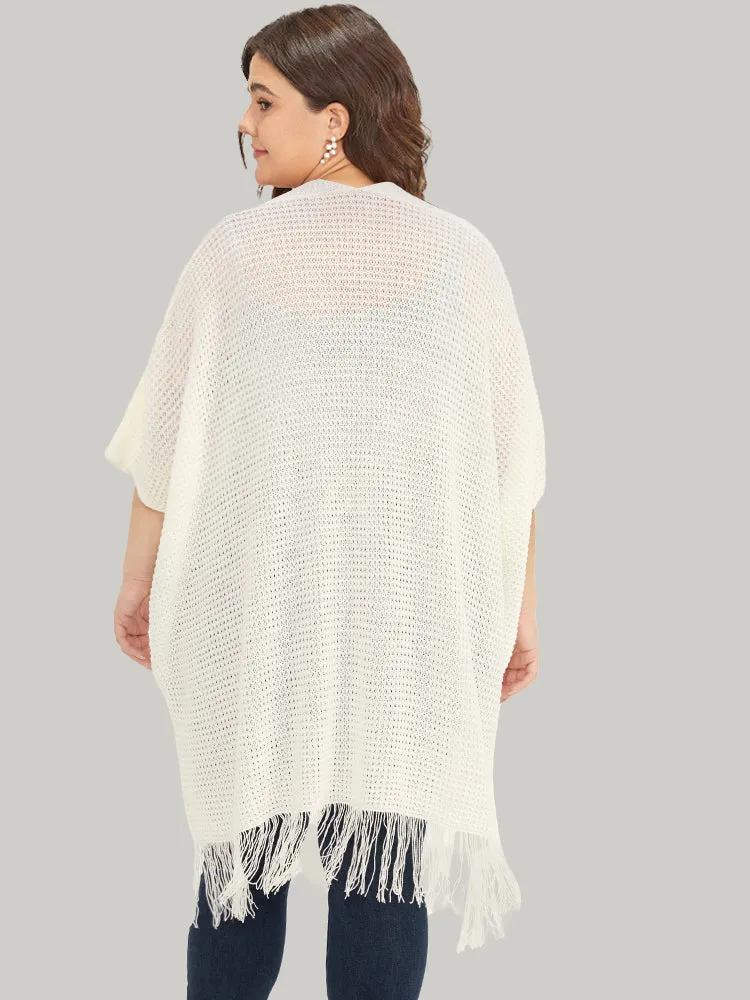 Solid Tassels Trim Geo Eyelet Cardigan sold by Bloomchic product image thumbnail 2