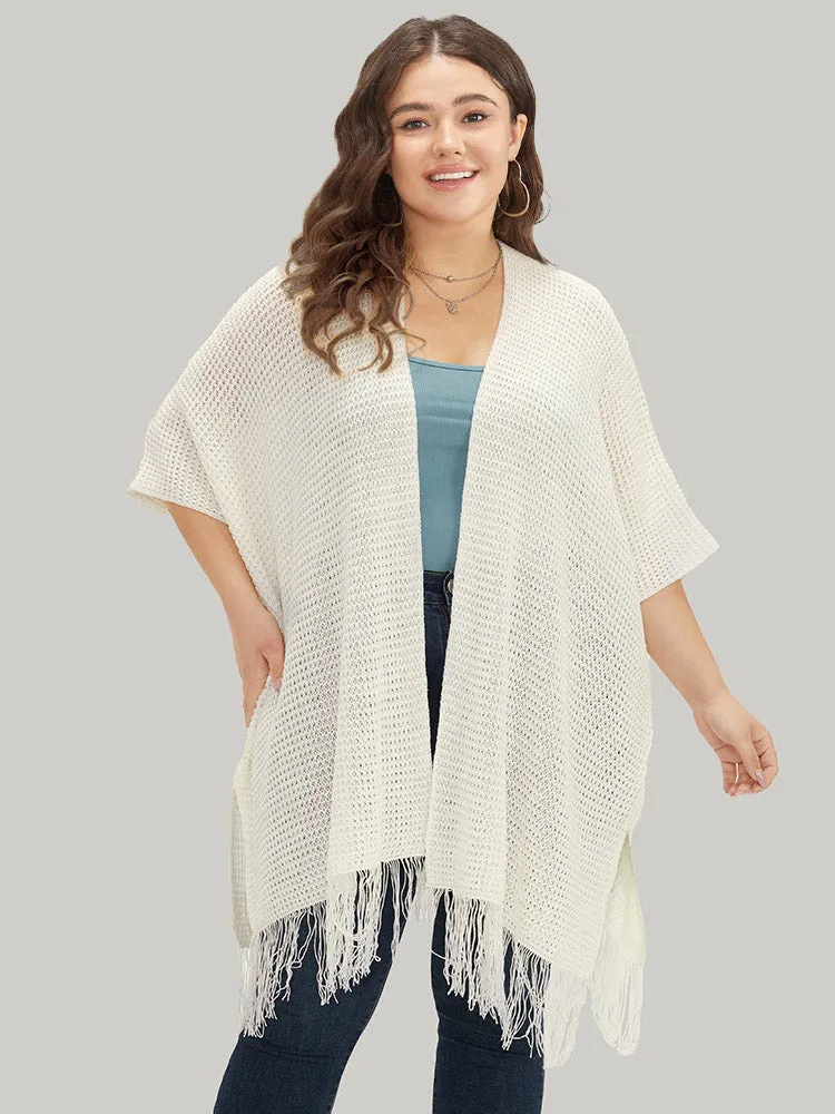 Solid Tassels Trim Geo Eyelet Cardigan sold by Bloomchic product image thumbnail 3