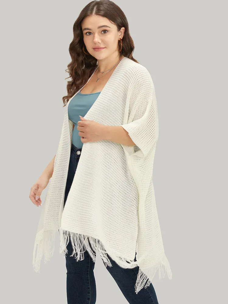 Solid Tassels Trim Geo Eyelet Cardigan sold by Bloomchic product image thumbnail 4