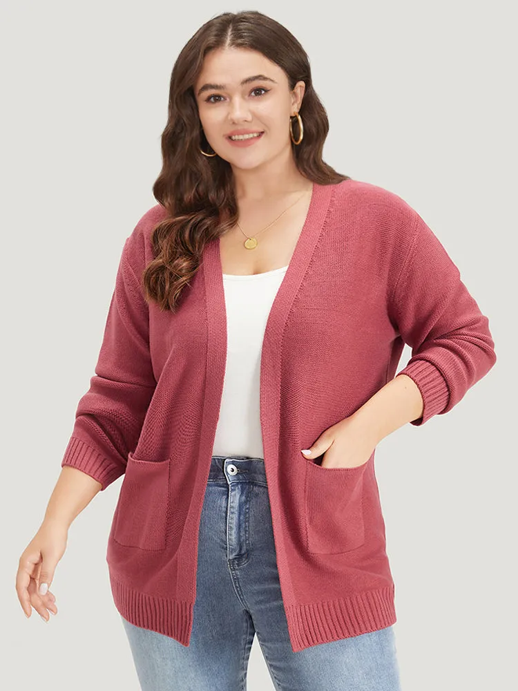 Solid Patched Pocket Open Front Long Sleeve Cardigan sold by Bloomchic product image thumbnail 4