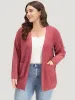 Solid Patched Pocket Open Front Long Sleeve Cardigan sold by Bloomchic