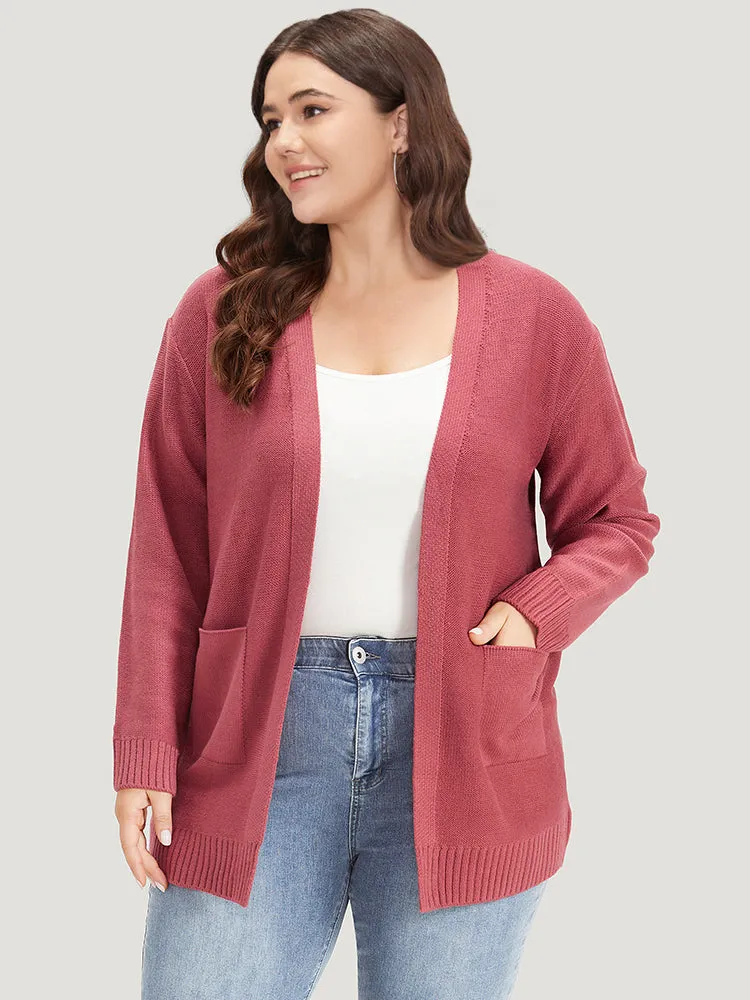 Solid Patched Pocket Open Front Long Sleeve Cardigan sold by Bloomchic product image thumbnail 5