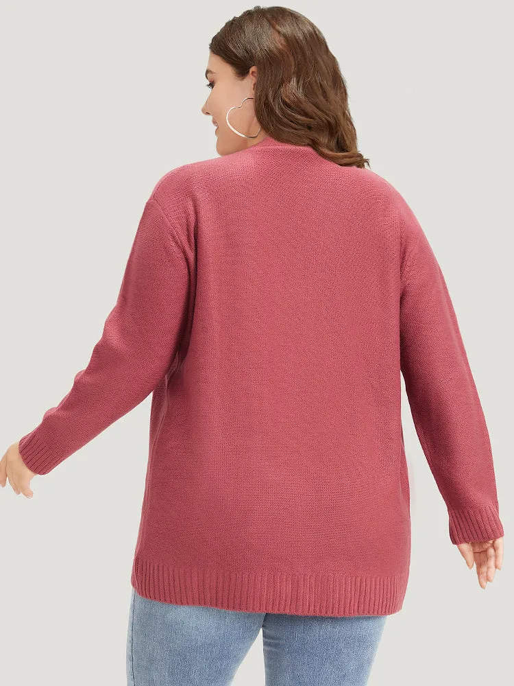 Solid Patched Pocket Open Front Long Sleeve Cardigan sold by Bloomchic product image thumbnail 2