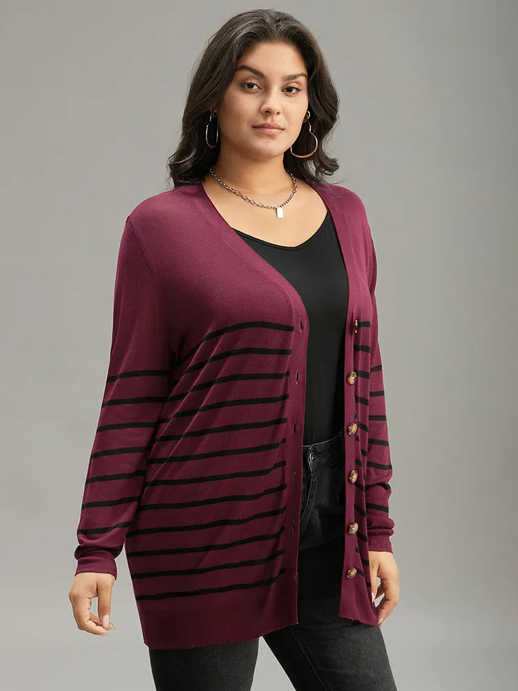 Supersoft Essentials Striped Button Fly Tunic Cardigan sold by Bloomchic product image thumbnail 5