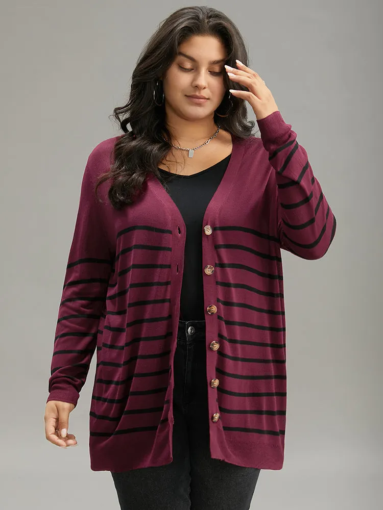 Supersoft Essentials Striped Button Fly Tunic Cardigan sold by Bloomchic product image thumbnail 3