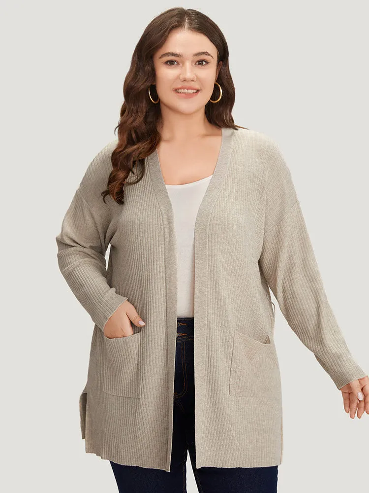 Plain Belted Patched Pocket Split Side Cardigan sold by Bloomchic product image thumbnail 3