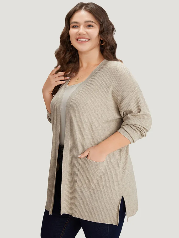 Plain Belted Patched Pocket Split Side Cardigan sold by Bloomchic product image thumbnail 5