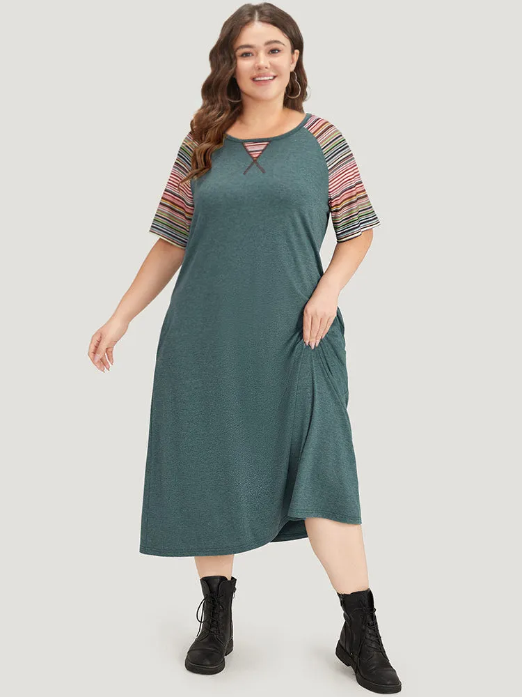 Supersoft Essentials Striped Patchwork Pocket Stitch Raglan Sleeve Dress sold by Bloomchic product image thumbnail 4