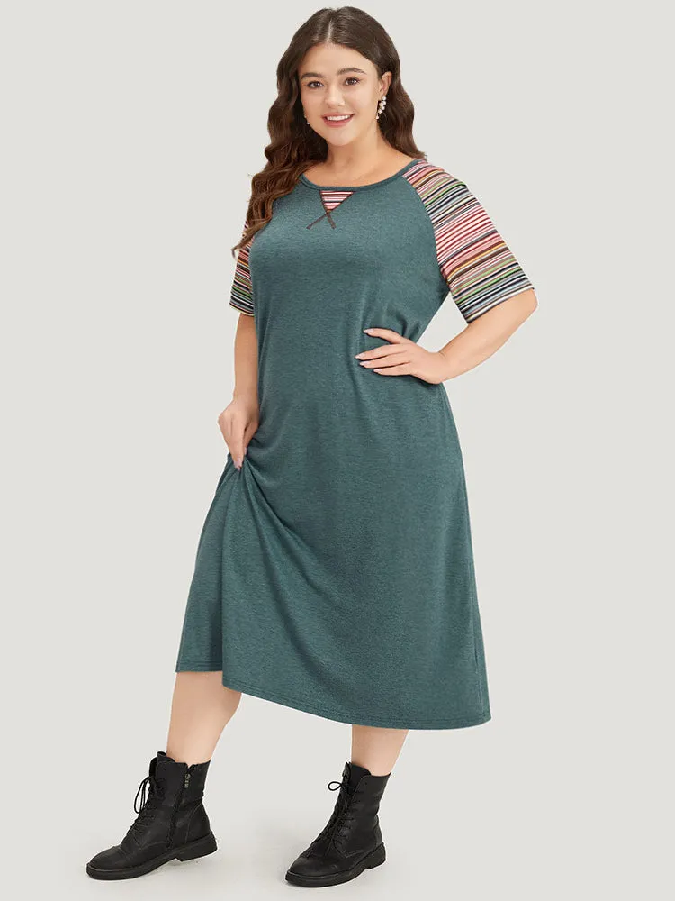 Supersoft Essentials Striped Patchwork Pocket Stitch Raglan Sleeve Dress sold by Bloomchic product image thumbnail 2