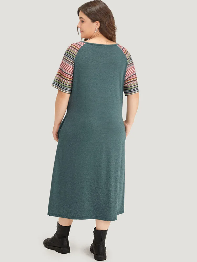 Supersoft Essentials Striped Patchwork Pocket Stitch Raglan Sleeve Dress sold by Bloomchic product image thumbnail 3