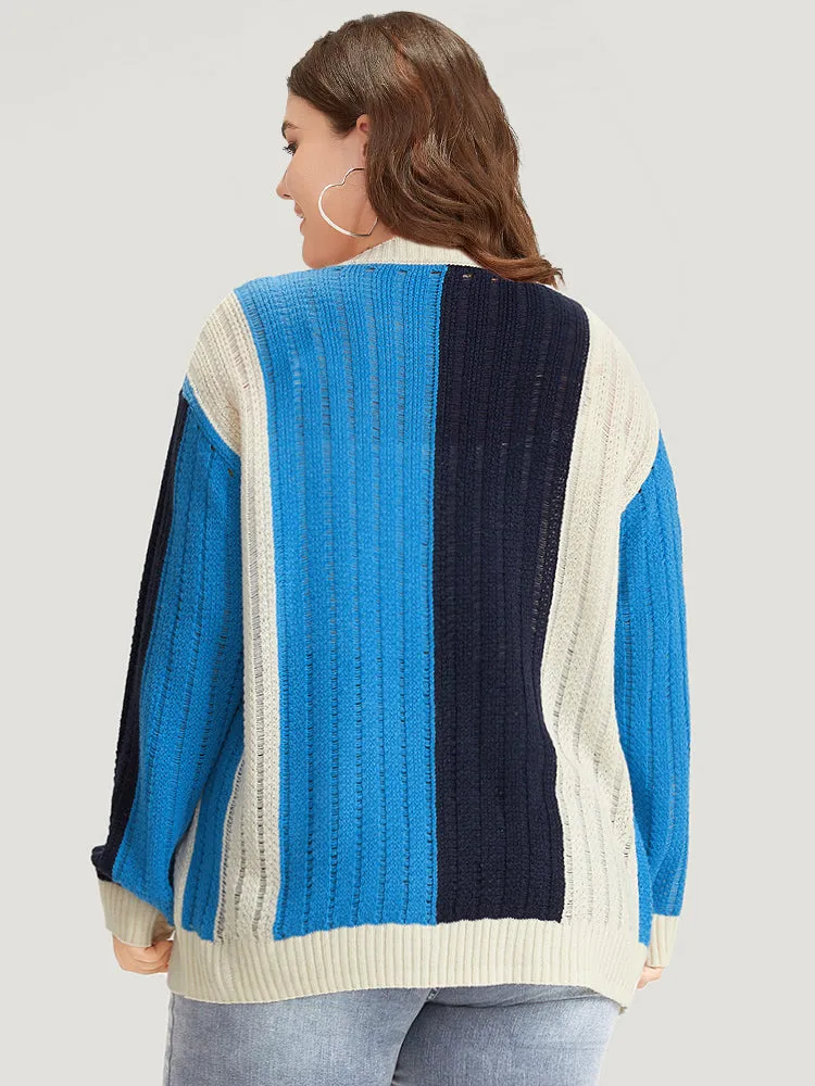 Colorblock Contrast Button Down Drop Shoulder Cardigan sold by Bloomchic product image thumbnail 2