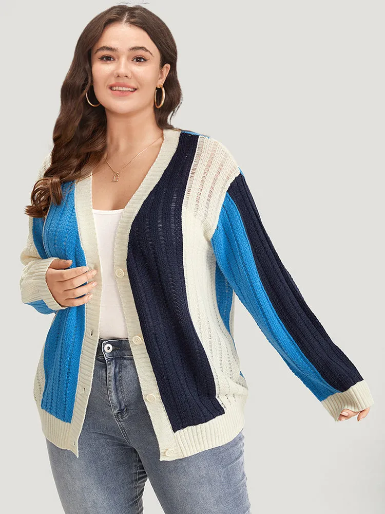 Colorblock Contrast Button Down Drop Shoulder Cardigan sold by Bloomchic product image thumbnail 4