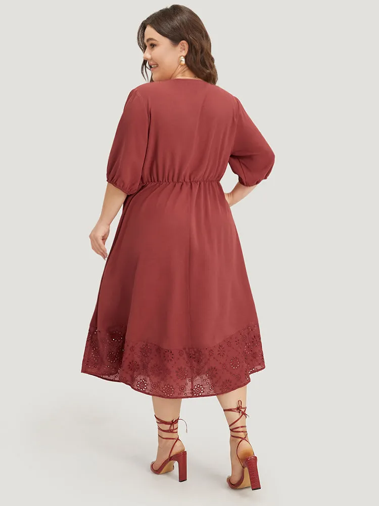 Plain Elastic Cuffs Pocket Laser Cut Dress sold by Bloomchic product image thumbnail 2