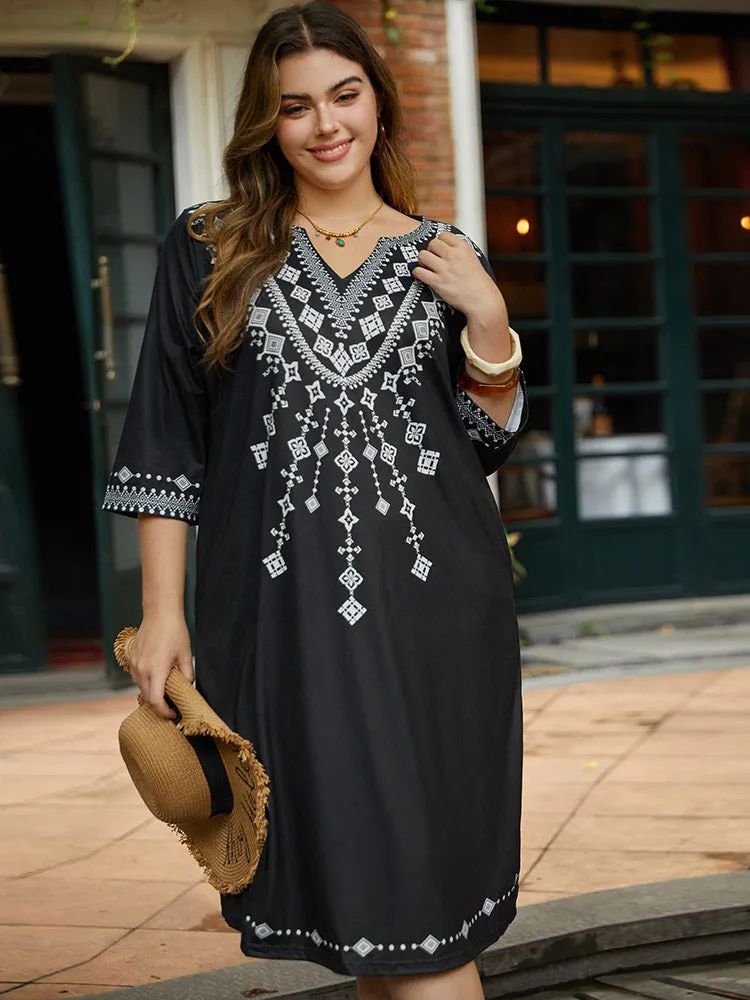Bandana Print V Neck Pocket Midi Dress sold by Bloomchic