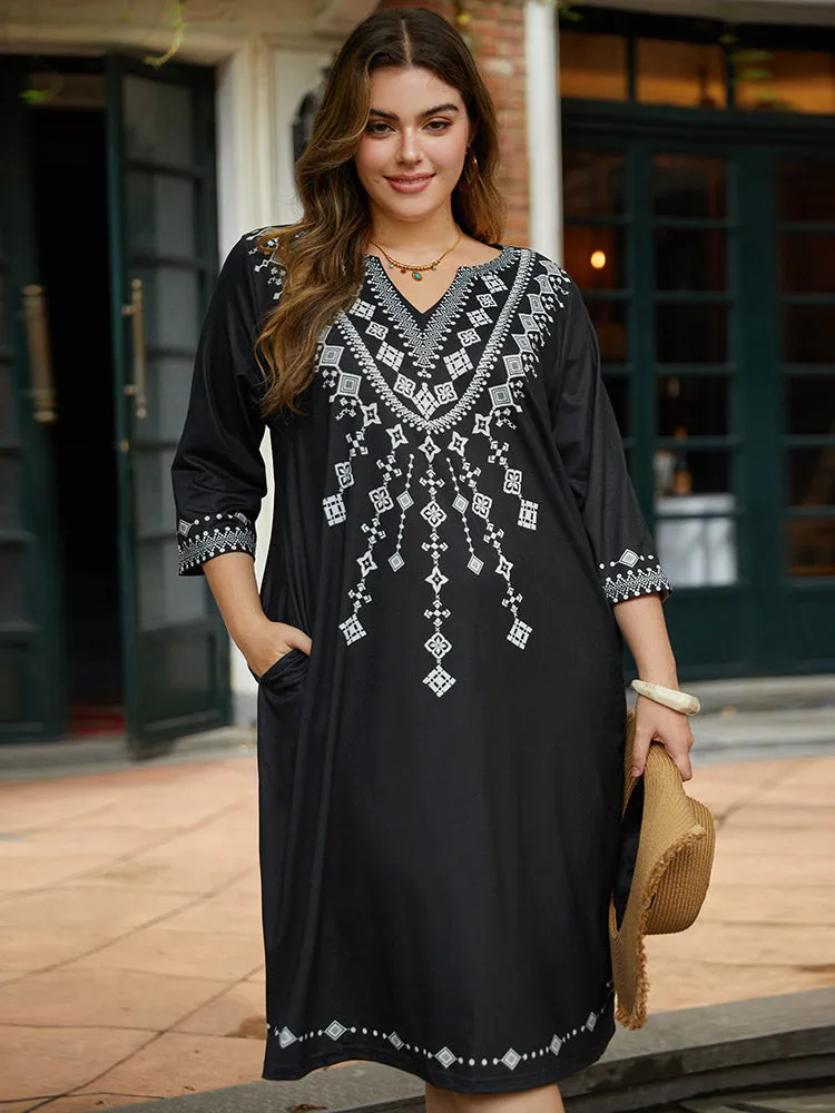 Bandana Print V Neck Pocket Midi Dress sold by Bloomchic product image thumbnail 2