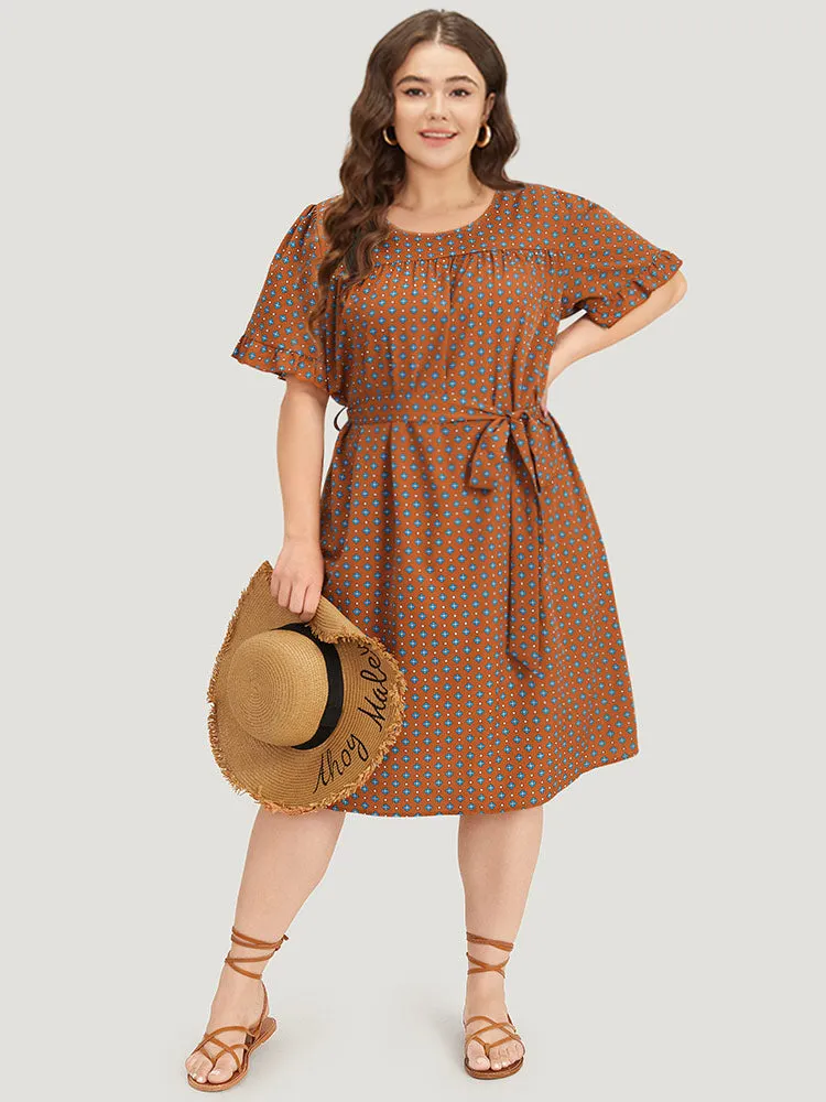 Bandana Print Flutter Trim Pocket Belted Dress sold by Bloomchic product image thumbnail 4