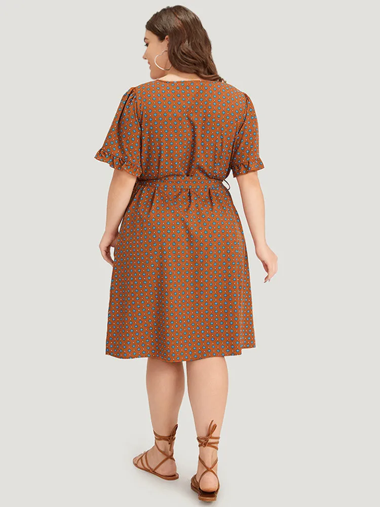 Bandana Print Flutter Trim Pocket Belted Dress sold by Bloomchic product image thumbnail 5
