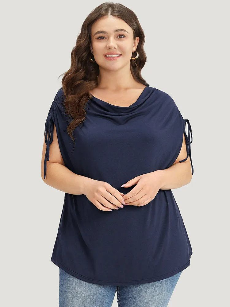 Supersoft Essentials Cowl Neck Drawstring Batwing Sleeve T-shirt sold by Bloomchic