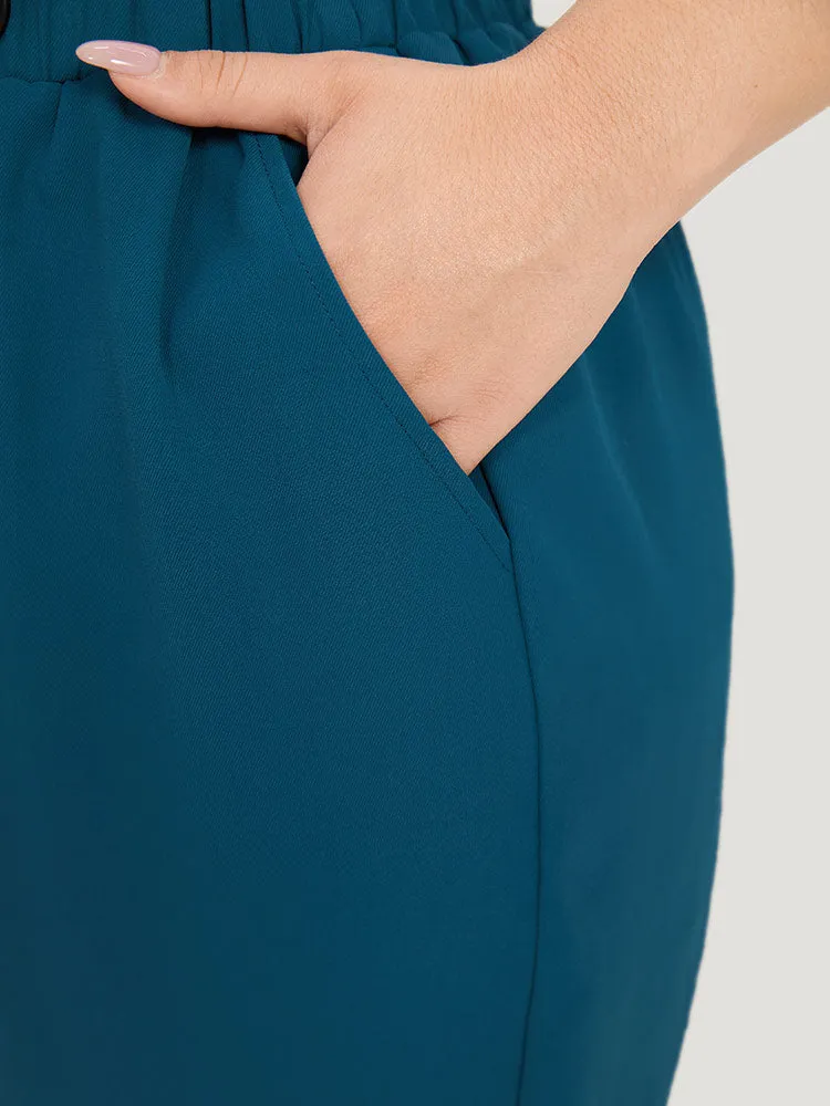 Solid Pocket Elastic Waist Button Detail Pants sold by Bloomchic product image thumbnail 5