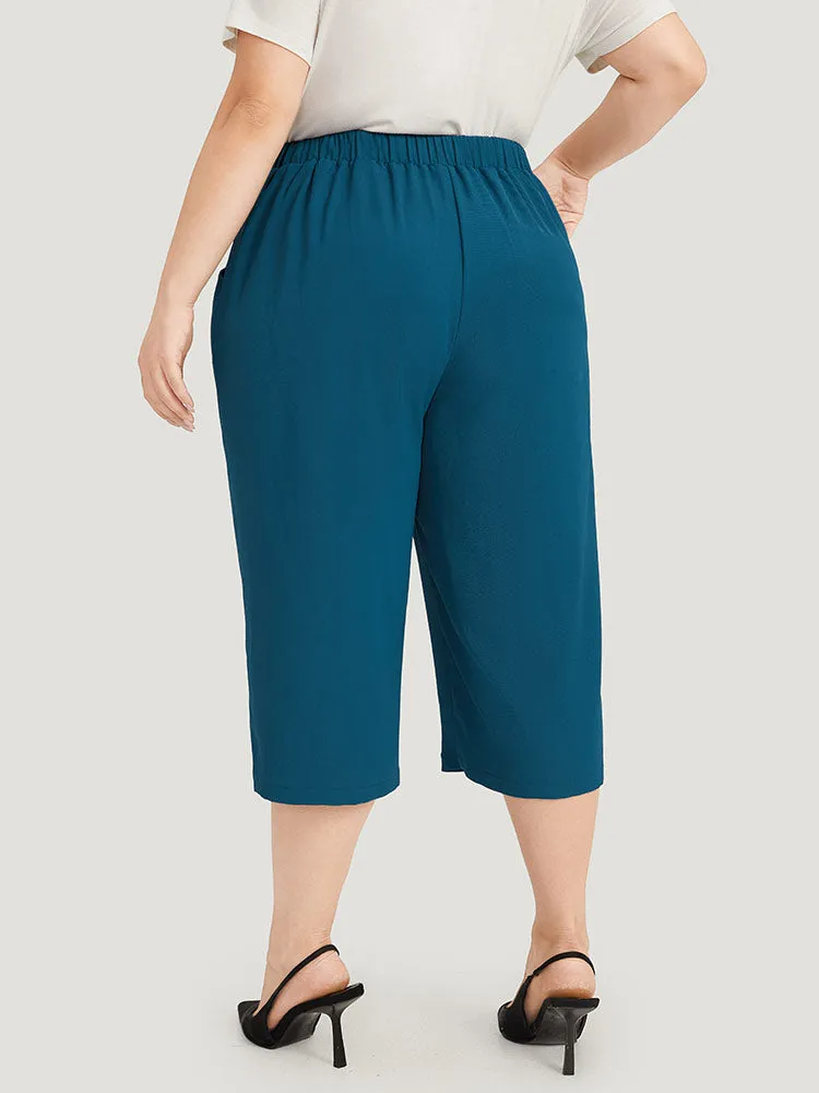 Solid Pocket Elastic Waist Button Detail Pants sold by Bloomchic product image thumbnail 4
