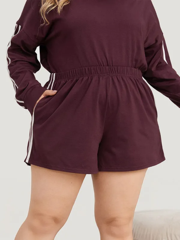 Seam Detail Pocket Elastic Waist Sleep Shorts sold by Bloomchic