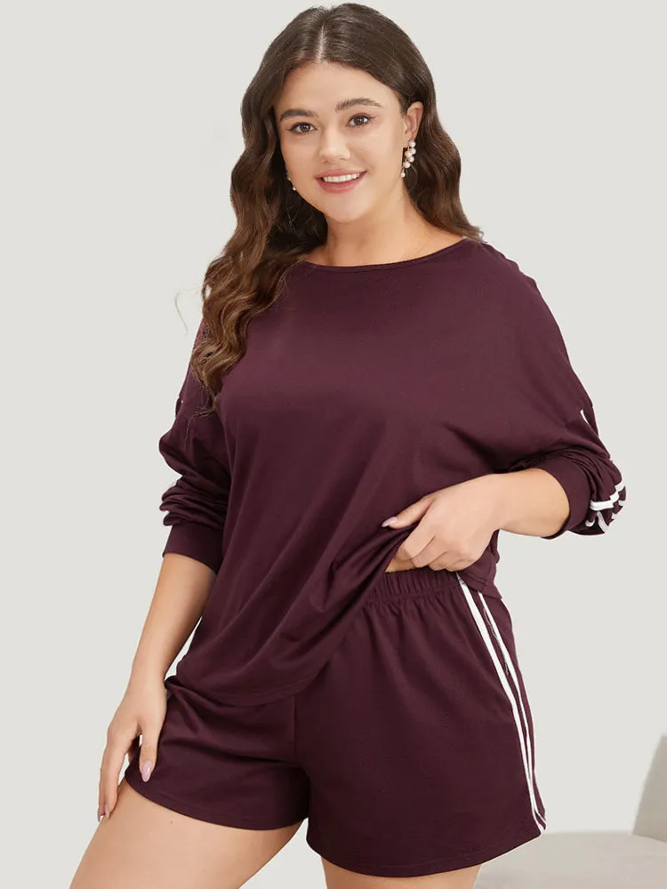 Striped Patchwork Crew Neck Sleep Top sold by Bloomchic product image thumbnail 3