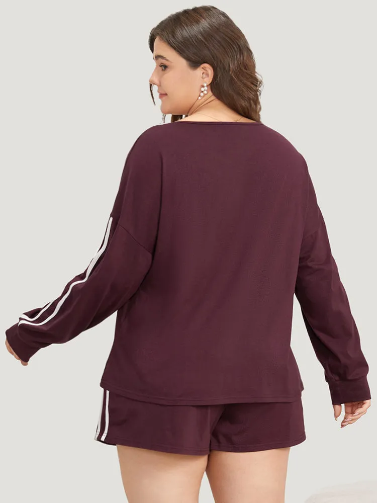 Striped Patchwork Crew Neck Sleep Top sold by Bloomchic product image thumbnail 2