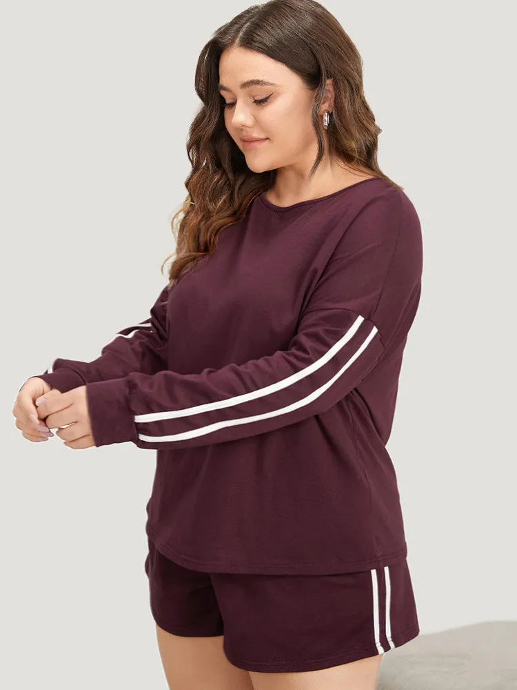 Striped Patchwork Crew Neck Sleep Top sold by Bloomchic product image thumbnail 4