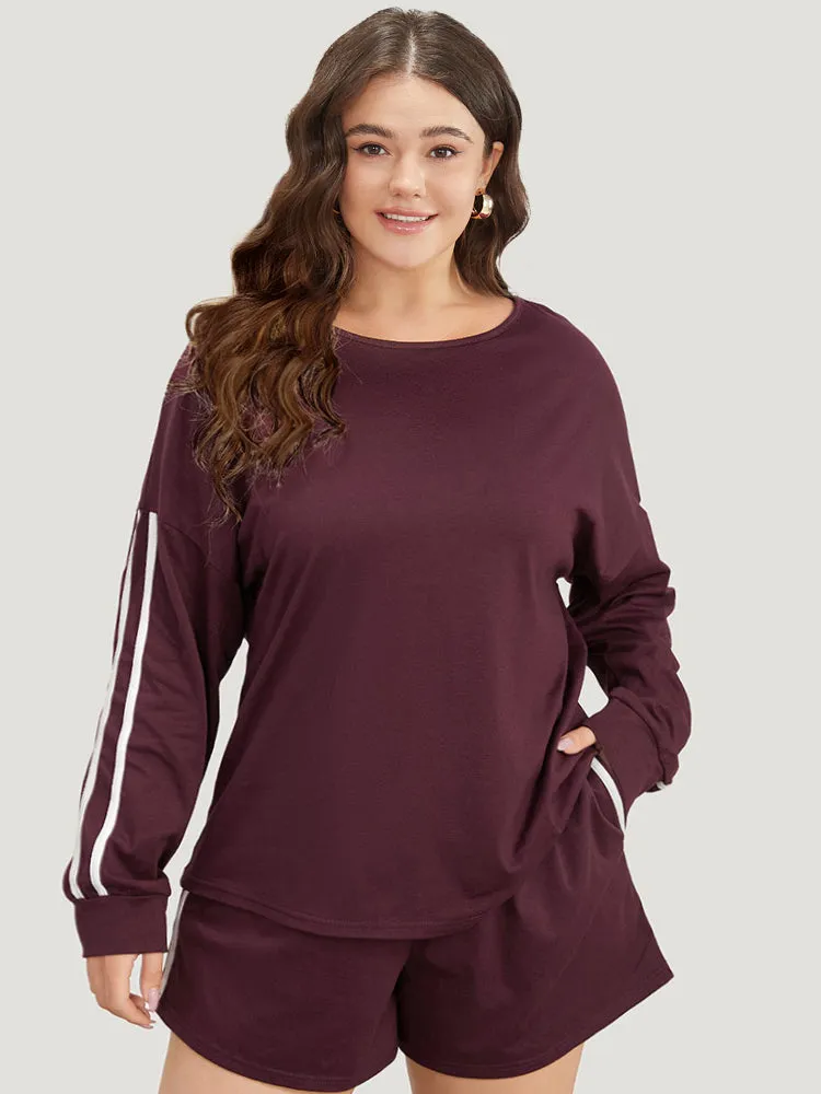 Striped Patchwork Crew Neck Sleep Top sold by Bloomchic