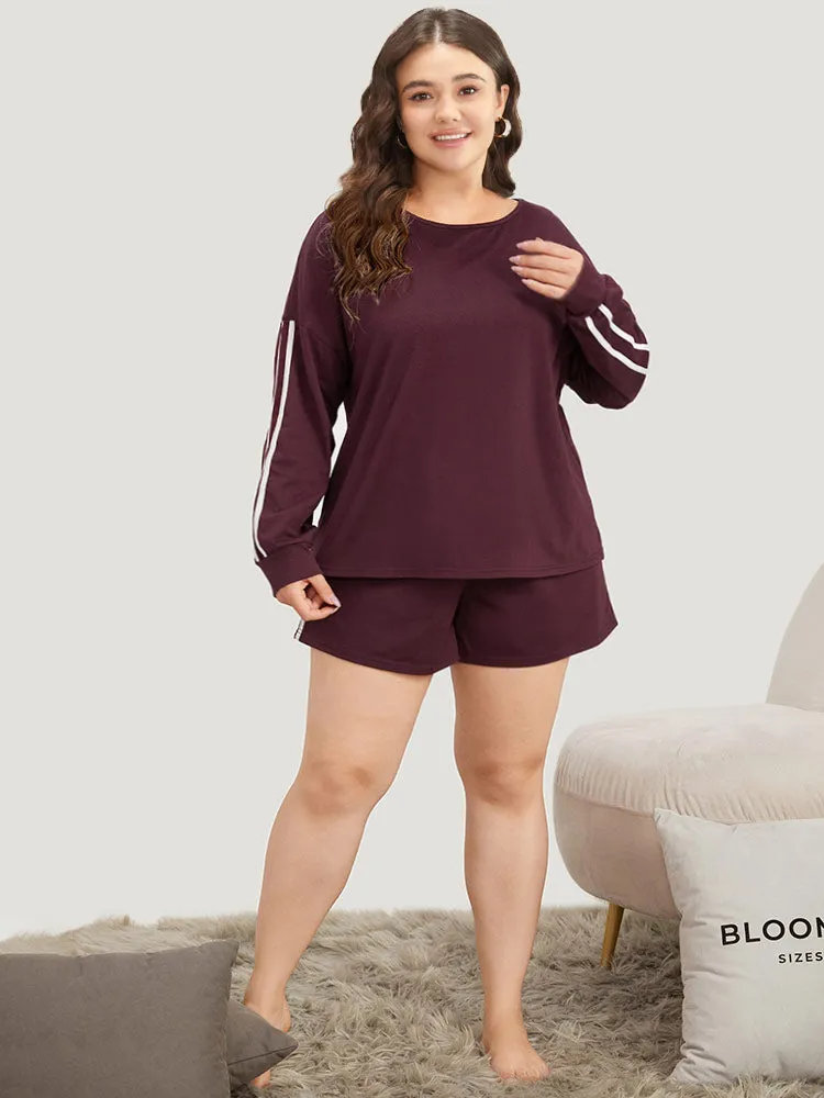 Striped Patchwork Crew Neck Sleep Top sold by Bloomchic product image thumbnail 5