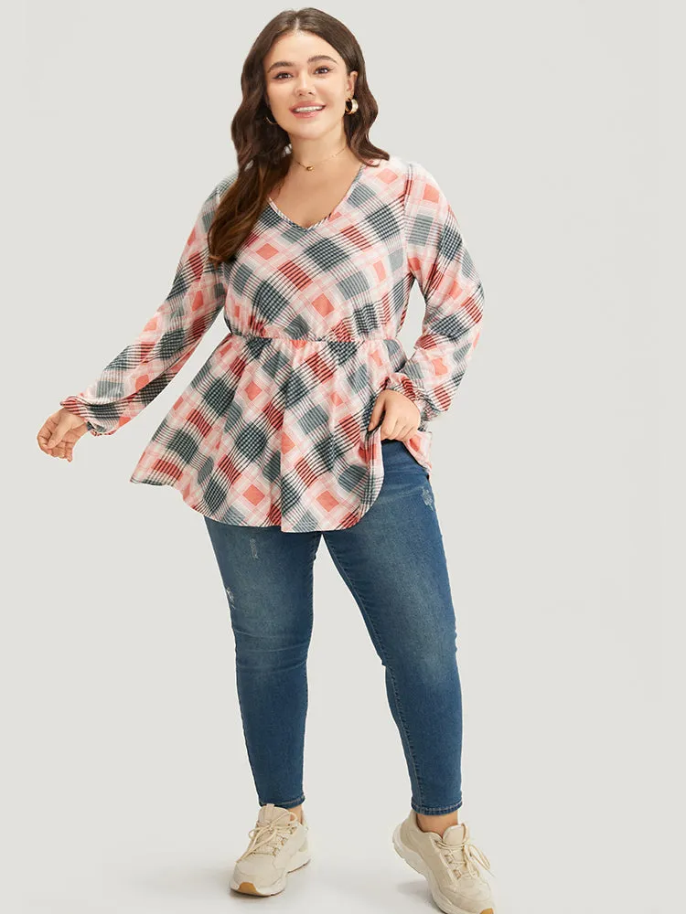 Plaid Elastic Waist Elastic Cuffs Printed T-shirt sold by Bloomchic product image thumbnail 4