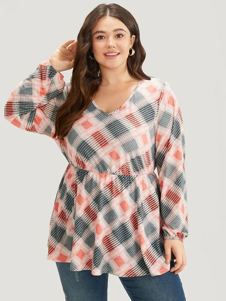 Plaid Elastic Waist Elastic Cuffs Printed T-shirt sold by Bloomchic product image thumbnail 5