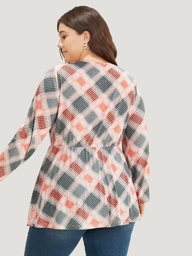 Plaid Elastic Waist Elastic Cuffs Printed T-shirt sold by Bloomchic product image thumbnail 2