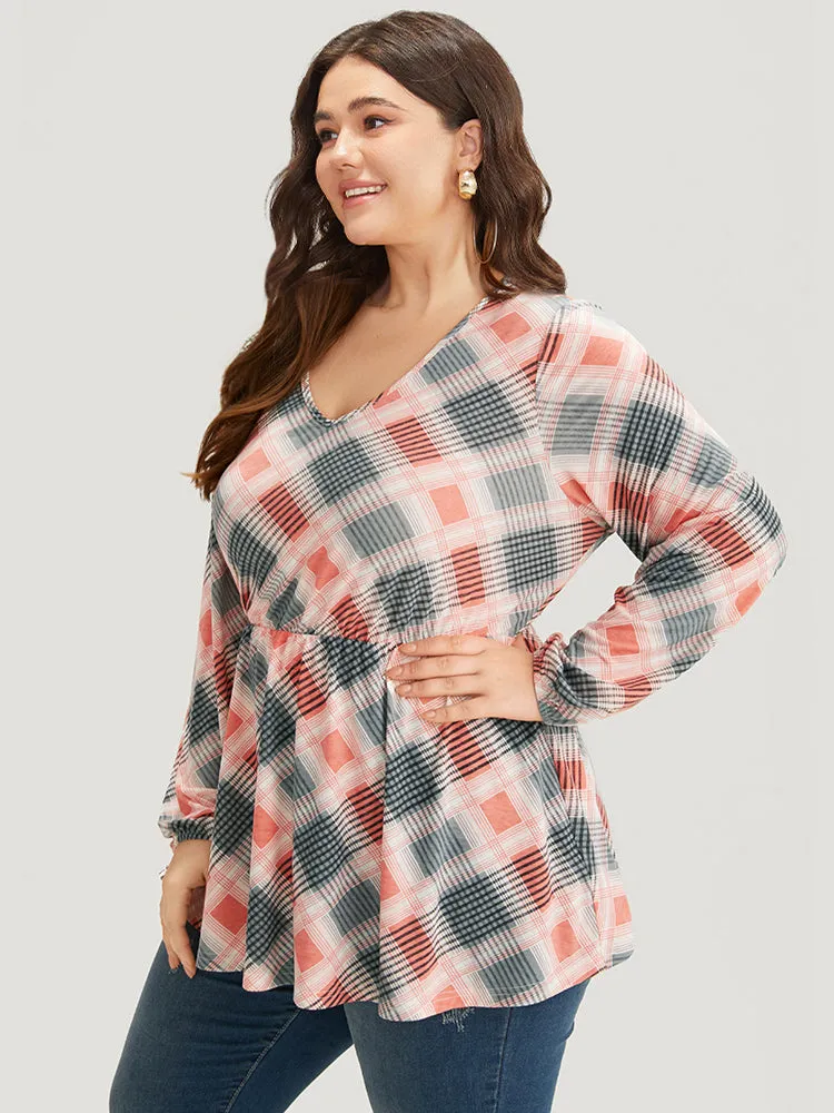 Plaid Elastic Waist Elastic Cuffs Printed T-shirt sold by Bloomchic product image thumbnail 3