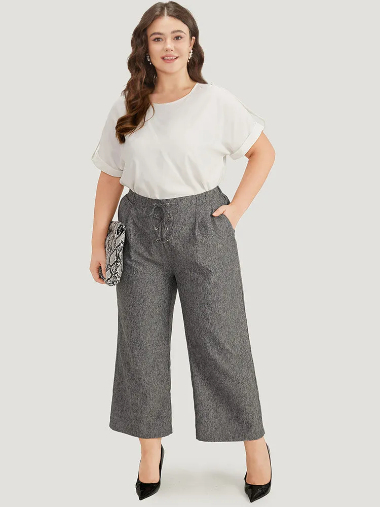 Plain Lace Up Pleated Straight Leg Pants sold by Bloomchic product image thumbnail 3