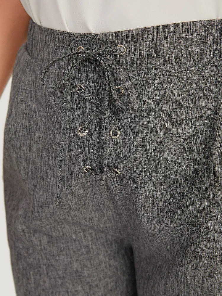 Plain Lace Up Pleated Straight Leg Pants sold by Bloomchic product image thumbnail 5