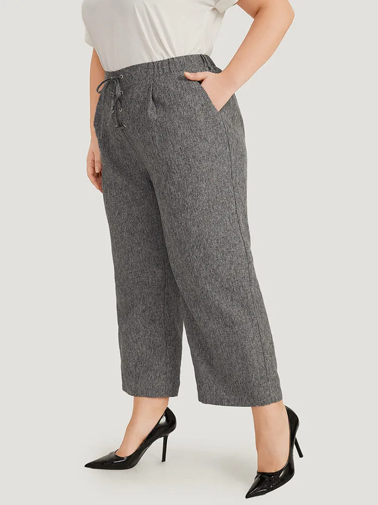 Plain Lace Up Pleated Straight Leg Pants sold by Bloomchic product image thumbnail 2