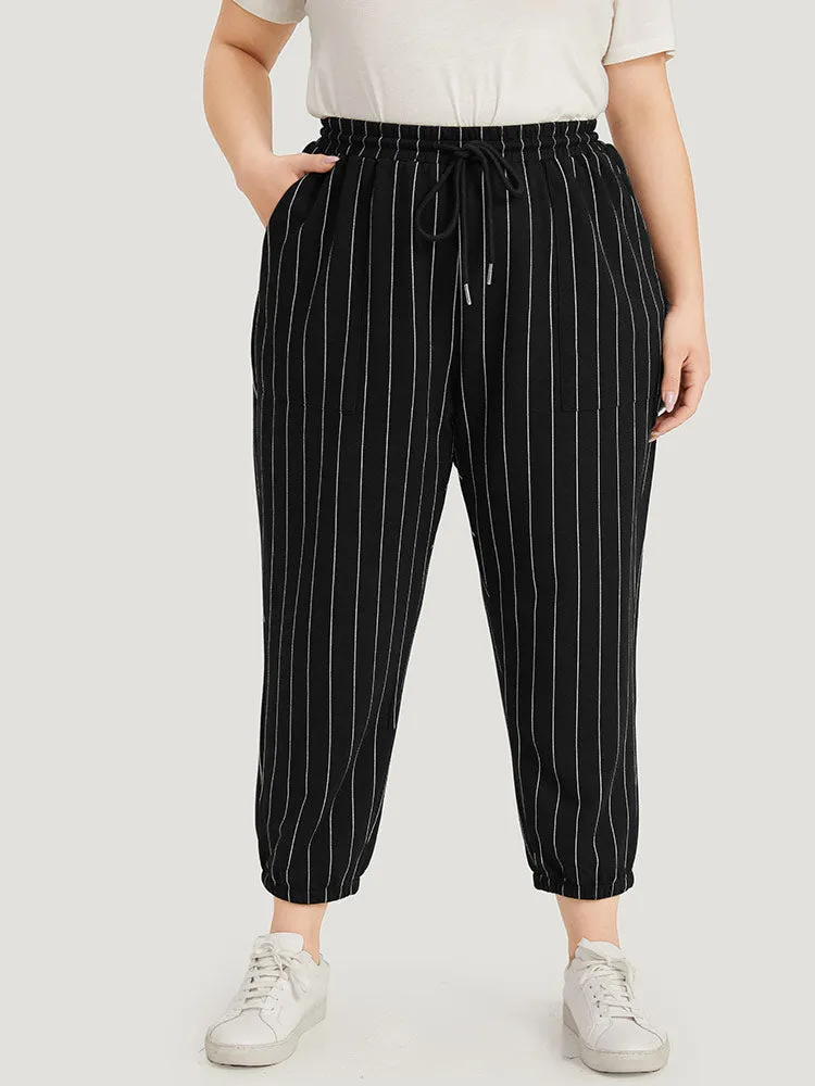 Striped Elastic Waist Pocket Drawstring Sweatpants sold by Bloomchic